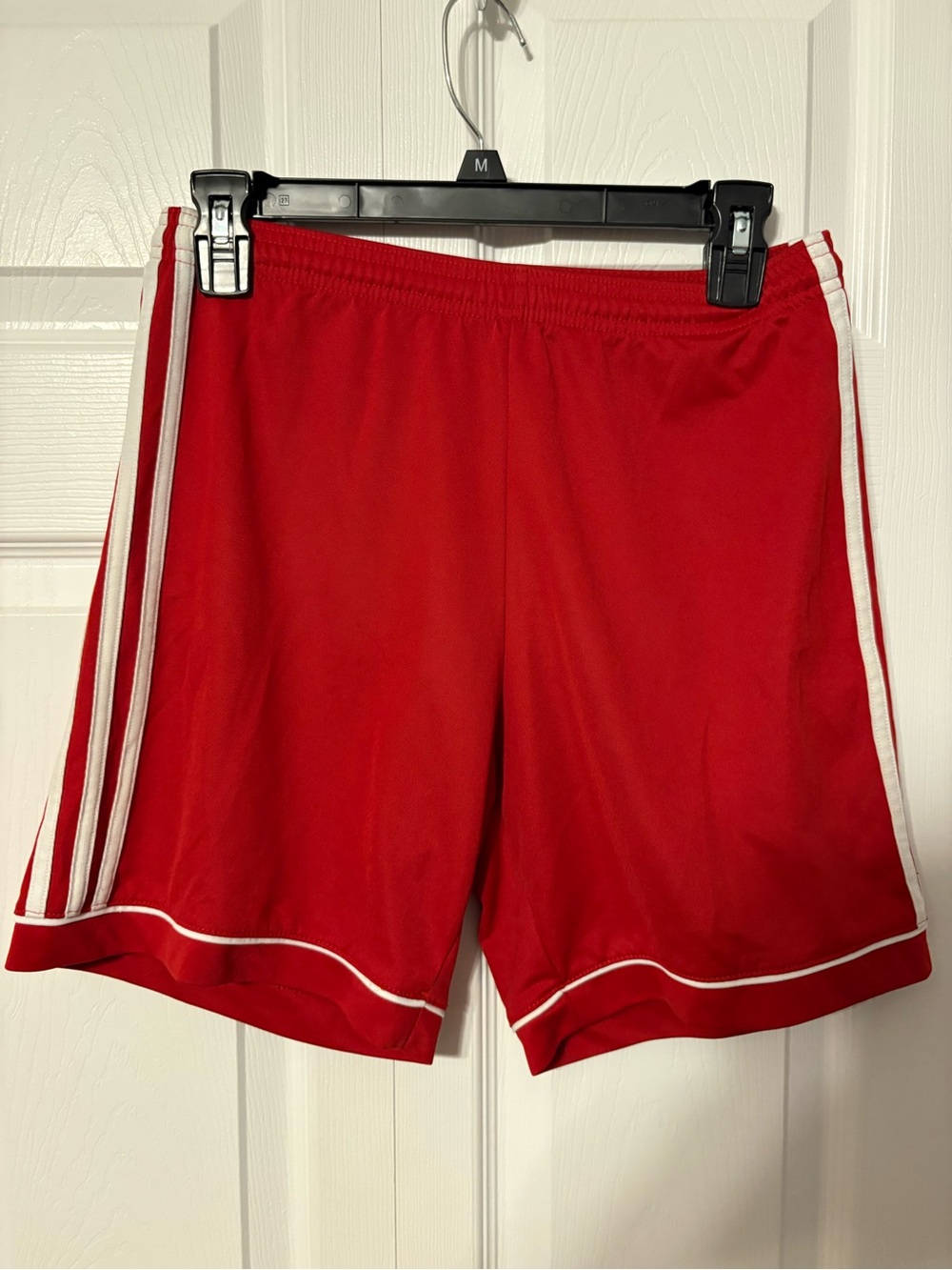 Men's Athletic Red Shorts with White Trim soccer shorts